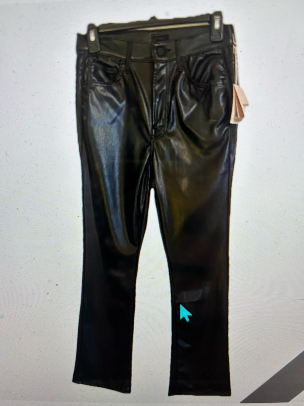 MOTHER Black Faux Leather Straight-Leg Pants size 26 - Picture 2 of 10